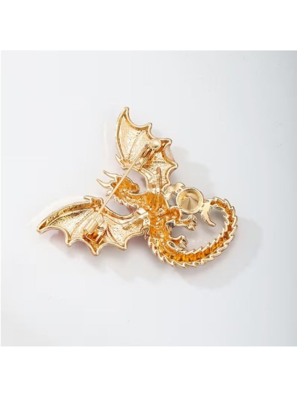 Enamel & Crystal Dragon Brooch Pin Purple & Blue - Picture 3 of 3